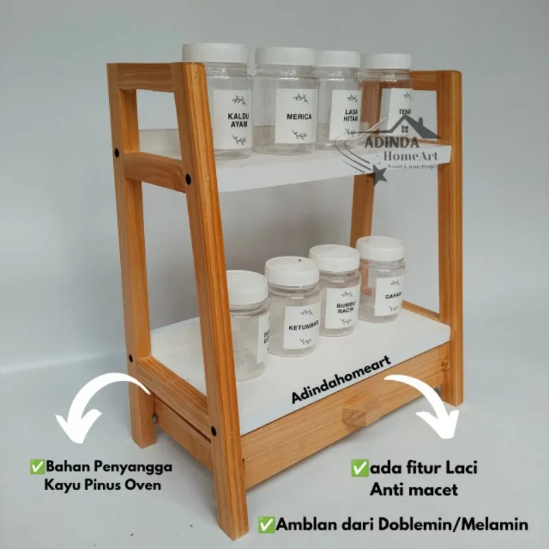 Rak Bumbu Dapur 2 Tingkat Kombinasi Laci || S.2 LACI ||