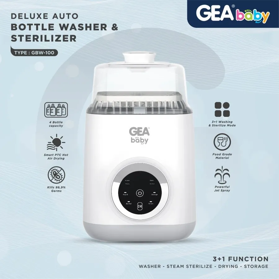 GEA BABY Deluxe Auto Bottle Washer & Sterilizer GBW-100 / Pencuci Botol / Steam Bottle / Sterilizer Dish Dryer / Pengering dan Steril Botol Bayi|Dishwasher|Mesin Cuci Botol Piring Bayi