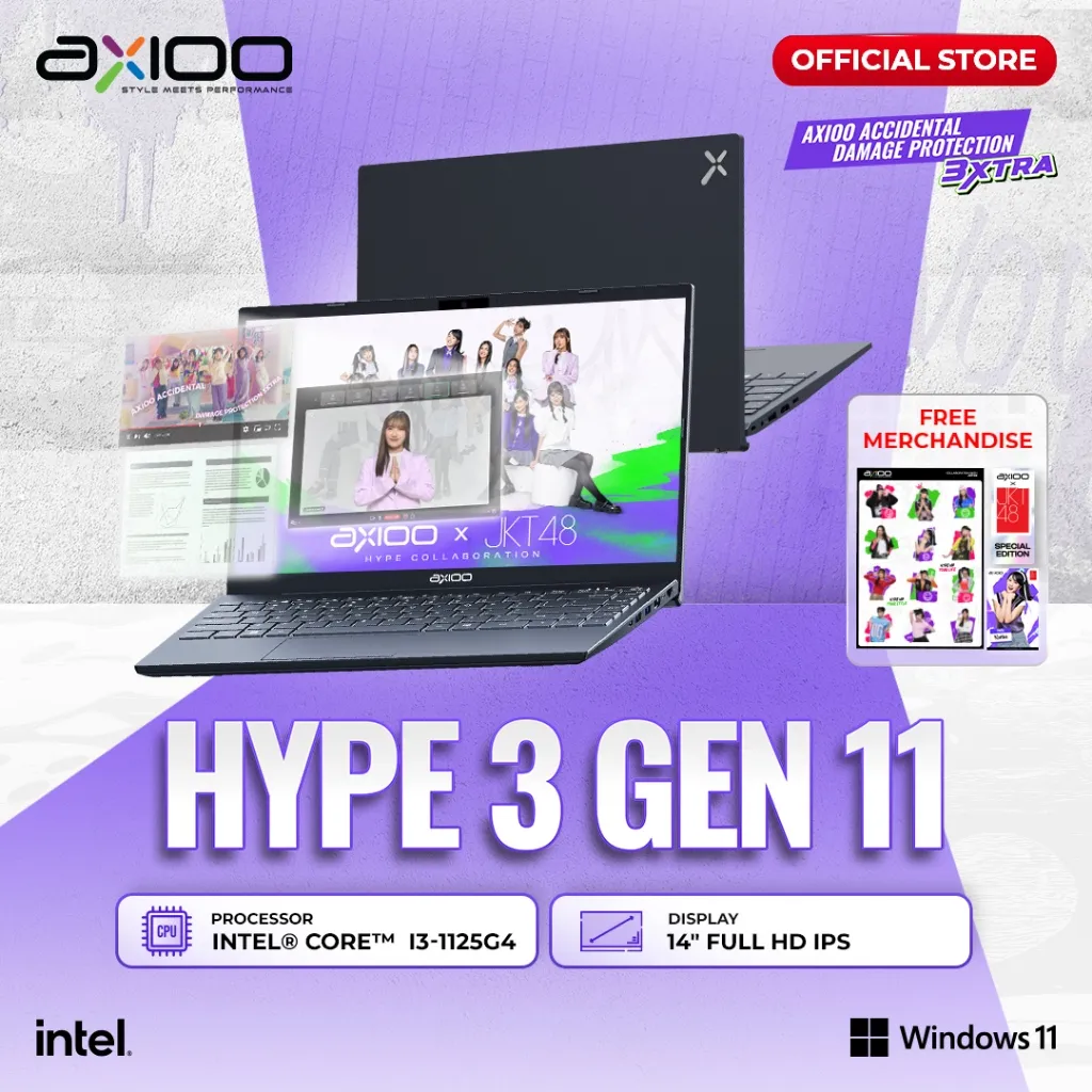 Axioo Laptop Hype 3 G11 Intel Core i3-1125G4/8GB/256GB/FHD IPS