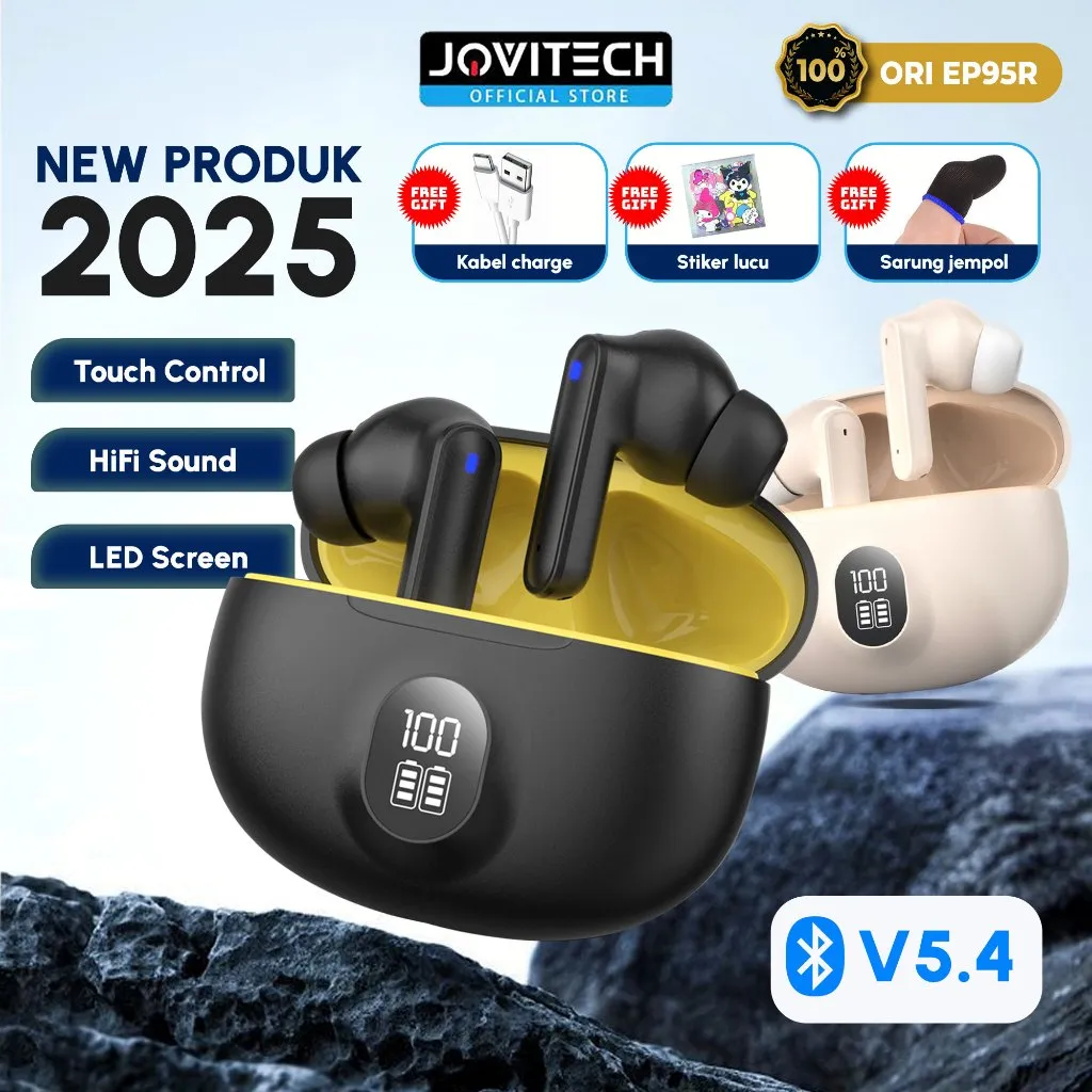 Jovitech EP95R Wireless Eaphone  Bluetooth 5.4 Low Latency TWS Gaming Earbuds LED Long battery life HiFi Stereo Bass Headset