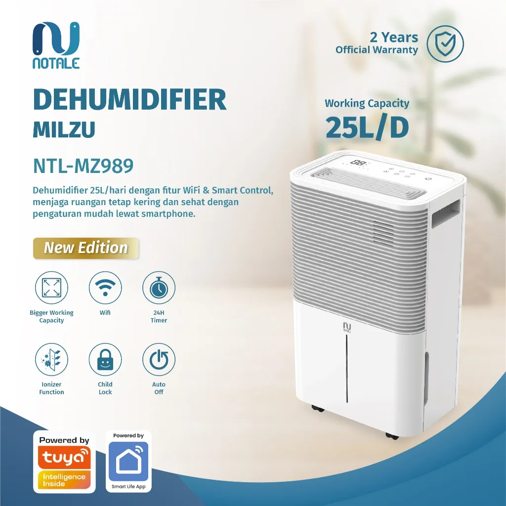Notale Milzu Smart Dehumidifier Serap Kelembapan With Wifi 25L/hari - New Version