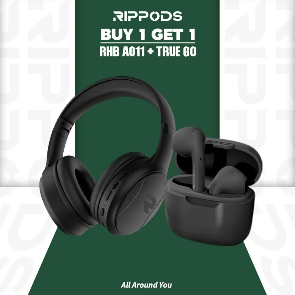 Rippods Super Promo Bundle Headphone Bluetooth Full Bass+Rippods Motion TWS Mini Earphone Wireless