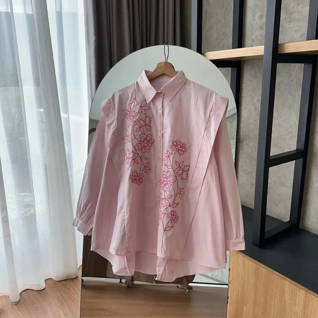 GINNA BLOUSE BORDIR RAYON TWILL