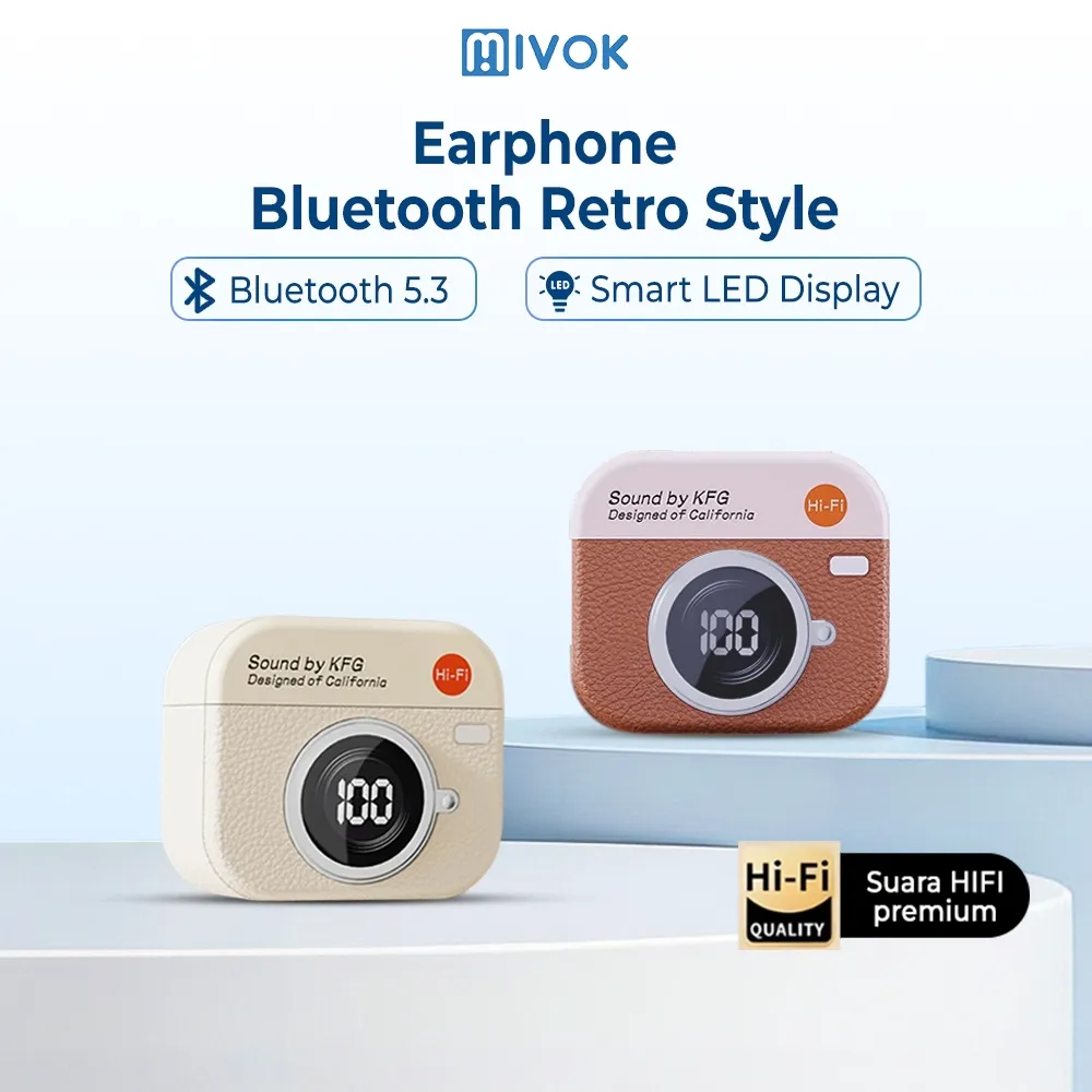 MIVOK TWS Bluetooth Earphone Headset Wireless Full Bass Low Latency With Mic Untuk iPhone Android