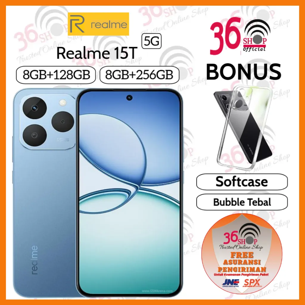Realme 15T 5G [8GB+128GB] [8GB+256GB] Layar 6.57" AMOLED - Dimensity 6400 Max - Camera 50MP -7000mAh - Garansi Resmi 1 Tahun