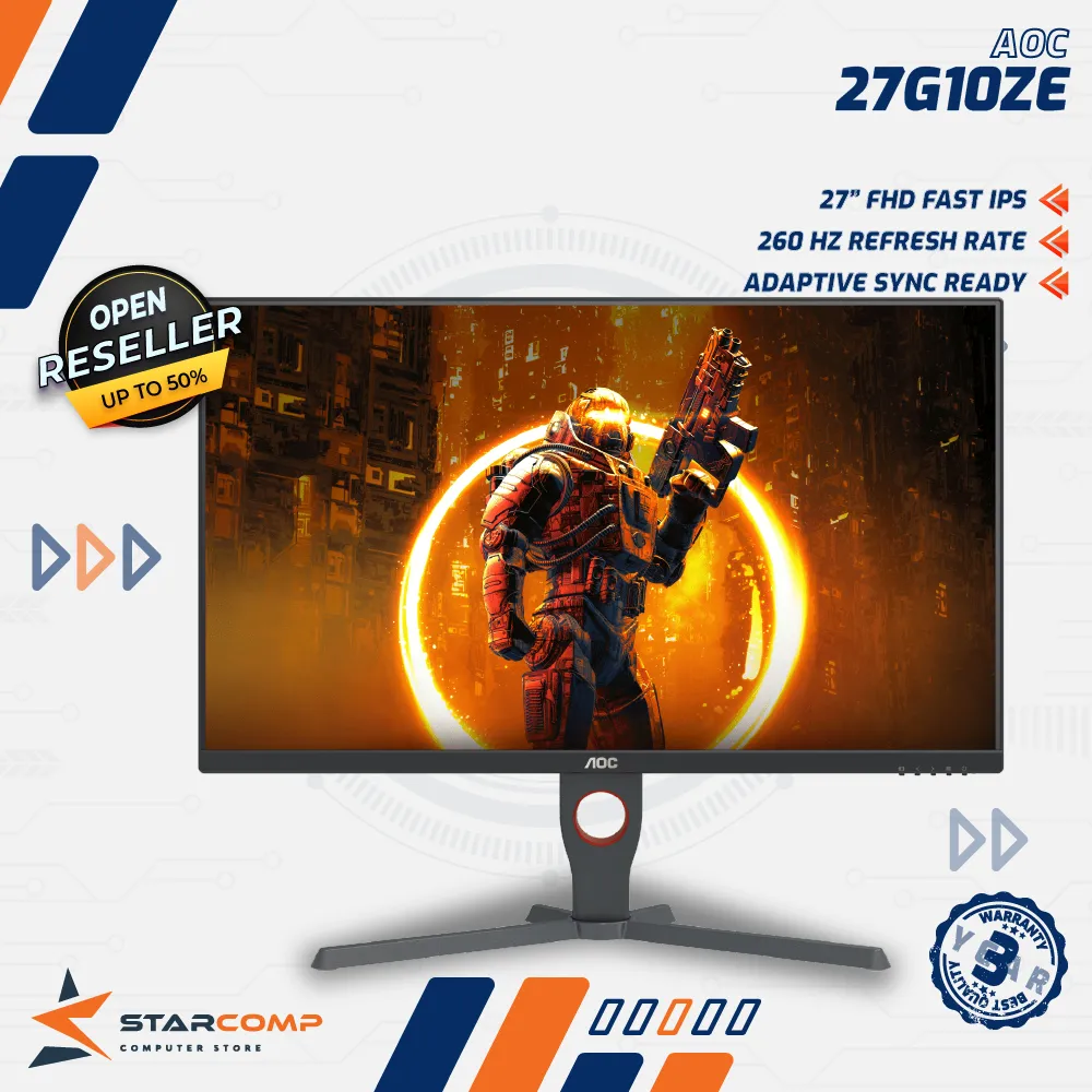 AOC 27G10ZE Monitor 27" FHD 260Hz 3ms Adaptive Sync Gaming