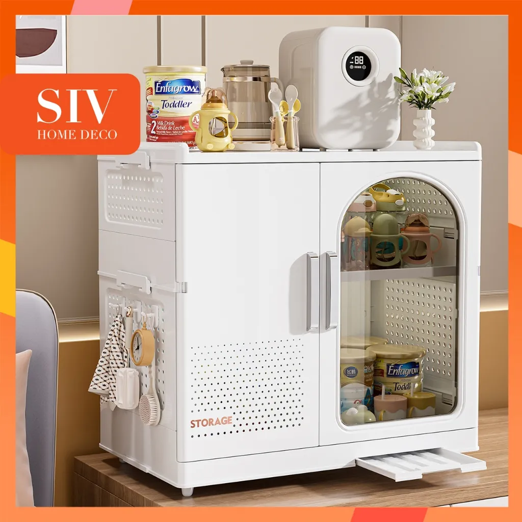 [53cm Ekstra Besar] SIV Rak Piring Plastik Tertutup Rak Pengering Cuci Piring Mangkok Bumbu Dapur