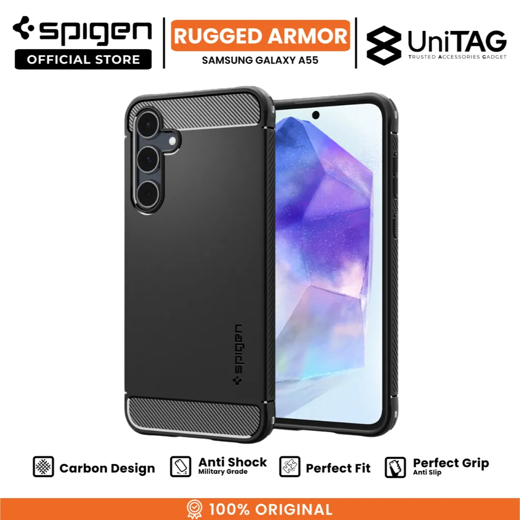 SPIGEN Case for Samsung Galaxy A55 Rugged Armor TPU Carbon Cover Casing