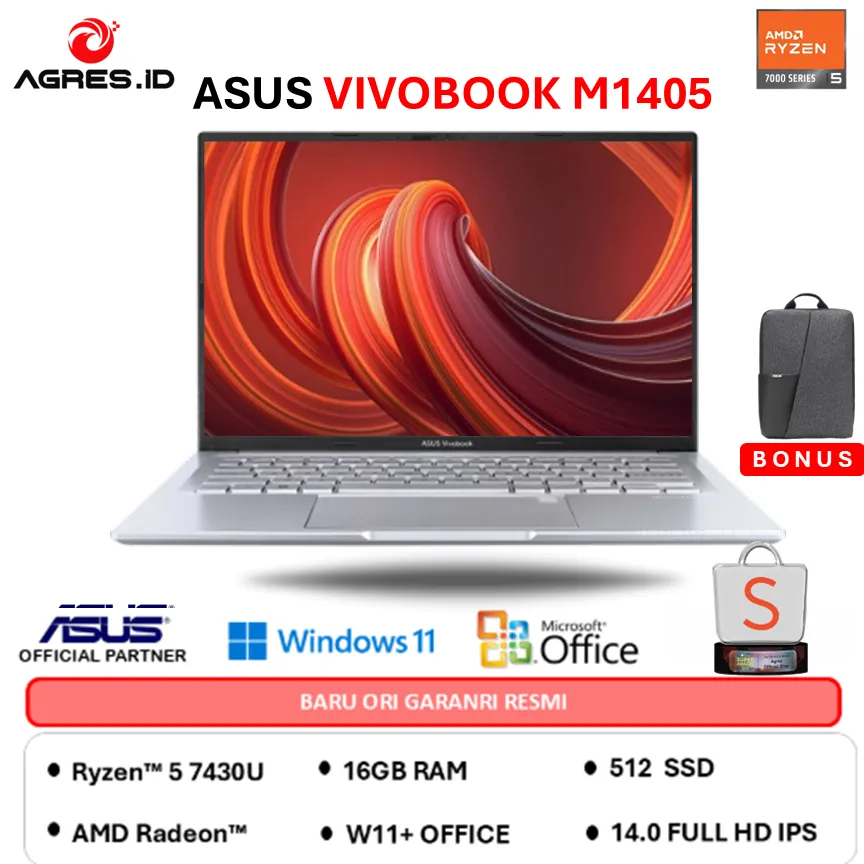 ASUS VIVOBOOK 14 M1405YA AMD RYZEN 5 7430 - RAM 16GB 512GB W11+OHS+M365B 14.0WUXGA VIPS-VIPS5152M