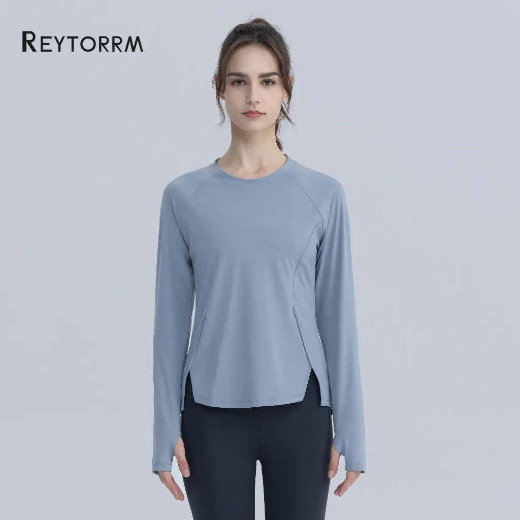 Reytorrm Baju Olahraga Wanita Lengan Panjang Kaos Gym Sports（CX002）