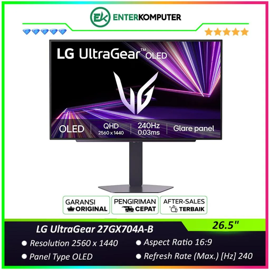LG UltraGear 27GX704A-B 26.5" QHD W-OLED 240Hz HDR400 Gaming Monitor