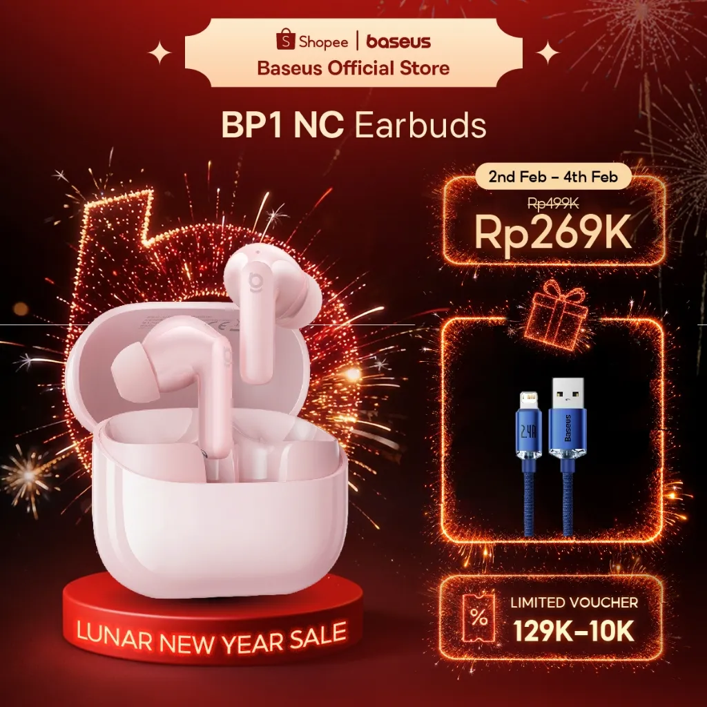 Baseus BP1 NC TWS Active Noise Cancelling -43dB 4 Mic ENC with IP55 & 41H Playtime and Bluetooth 6.0 Earbud Earphone