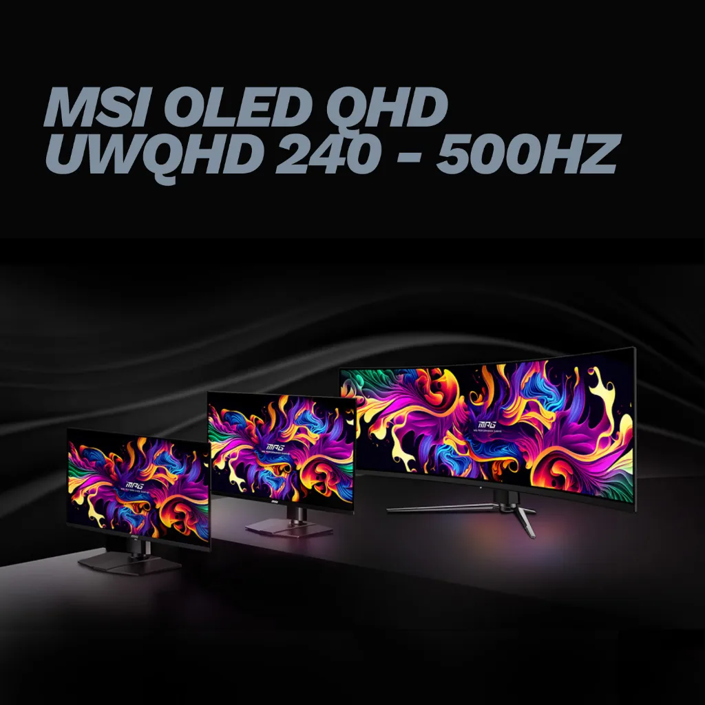 All MSI OLED Gaming Monitor Series MAG273QP X24 MAG272QP X24 MAG272QP X50 MAG341CQP – 27" 34" QHD 240–500Hz DisplayHDR True Black untuk Gaming E-sport Kompetitif Respons cepat Wide Color Gamut Premium Gaming Setup