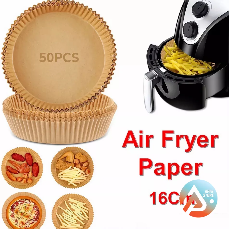 APEN 50pcs Kertas Minyak Alas Air Fryer Paper Anti Lengket 16Cm