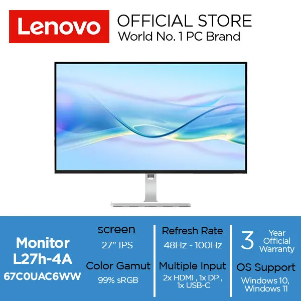 Lenovo Monitor L27h-4A 27" IPS 100Hz 109dpi 99%sRGB