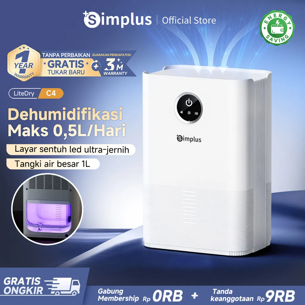 Simplus Dehumidifier 1L Kecil Kantor Rumah Dehumidifikasi Pengeringan Diam Tahan Lembab Hemat Daya