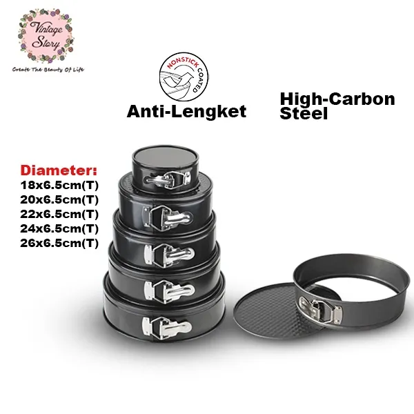 Cetakan Loyang Bulat Kue Bolu Bongkar Pasang Anti Lengket Sponge Cake Baking Mould High Carbon Steel