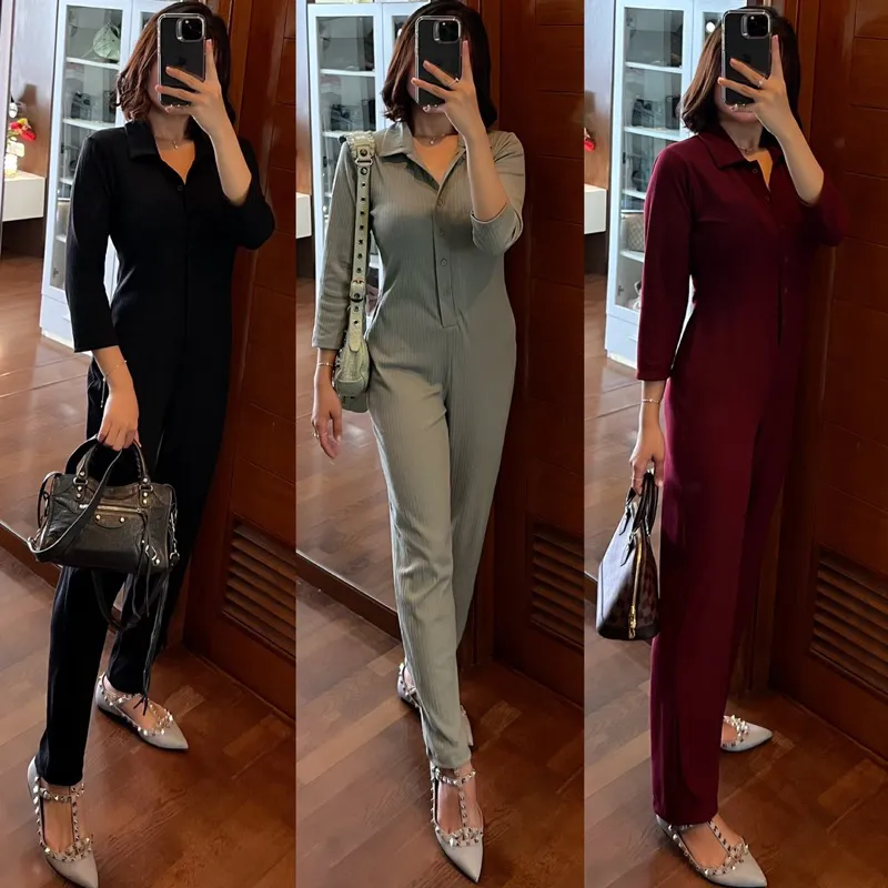 JUMPSUIT KNIT PAKAIAN WANITA BAJU HANG OUT JUMPSUIT HIJAB JUMPSUIT TANGAN PANJANG JUMPSUIT