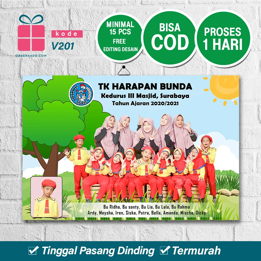 Cetak Frame Foto Vandel Papan mdf Wisuda, Perpisahan Kelas/Sekolah | 15 Pcs FREE EDITING FV201 MD2