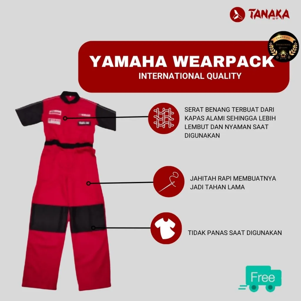 Seragam Kerja Mekanik Yamaha Ori - Wearpack Lengkap Pria - Pakaian Resmi Bengkel Yamaha Motor