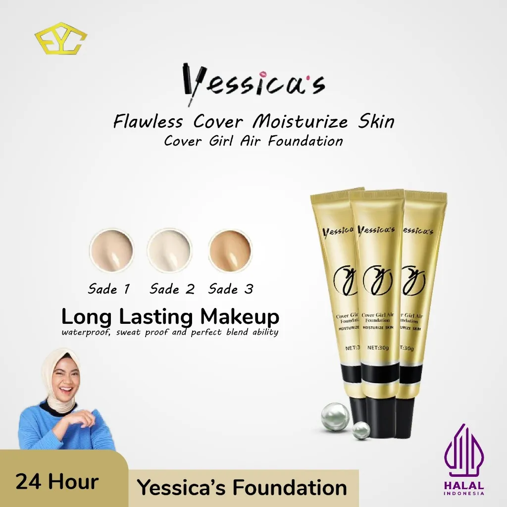 FYC [Clara Ega] Yessica's Waterproof Foundation Cover Girl Air Moisturize Skin 30gr