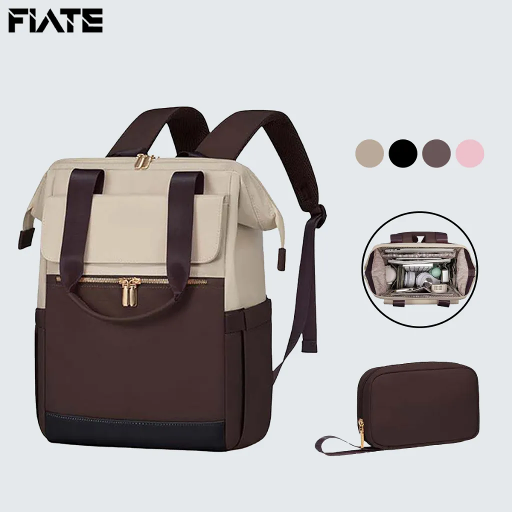 FLATE Set 2 in 1 Tas Ransel Sekolah Cewek Wanita Multifungsi Tas Ransel Laptop 16 inch Tahan Air
