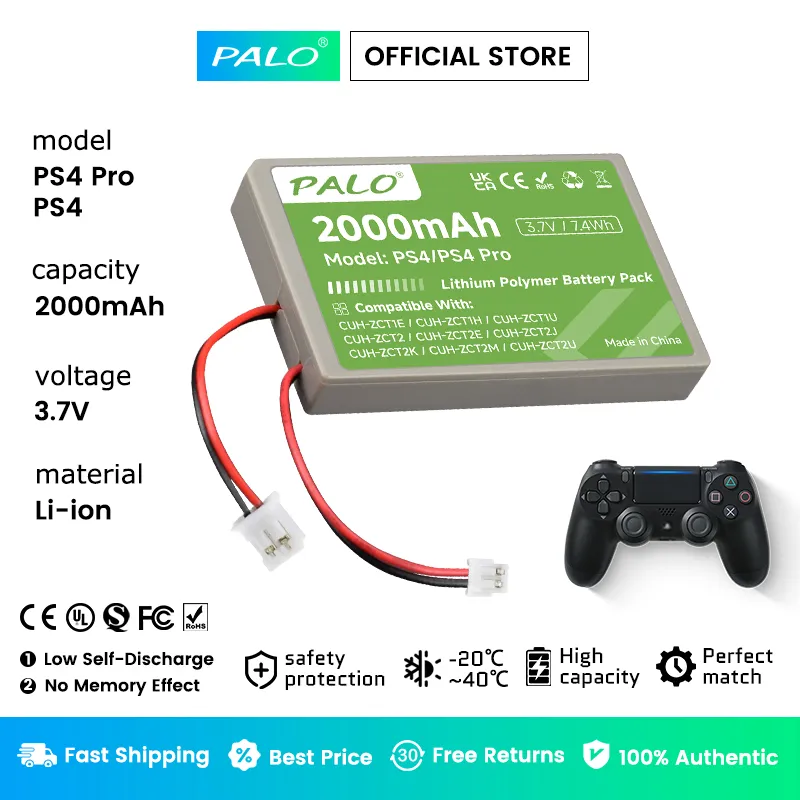 PALO Baterai Batre Stik PS4 Ds4 PS4 Pro PlayStation 4 Slim Wireless Controller 3.7V 2000mAh 7.4Wh Highly matched large capacity safety protection replacement battery