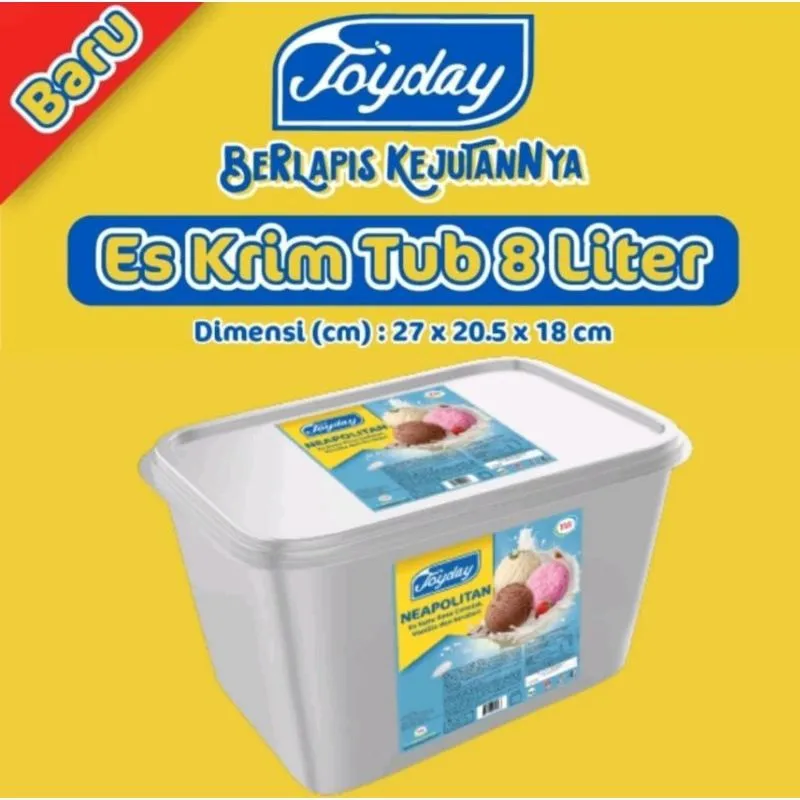 JOYDAY ICE CREAM 8 LITER ES KRIM TUBE NEAPOLITAN 3 RASA