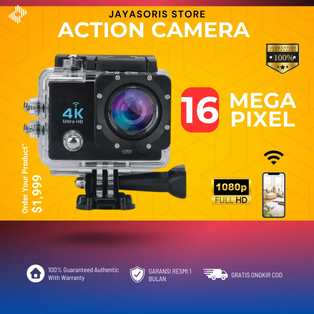 KAMERA ACTION CAMERA GOPRO WIFI HELM GO PRO ANTI AIR OUTDOOR DIGITAL SPORT MINI CAM HD MURAH JS15