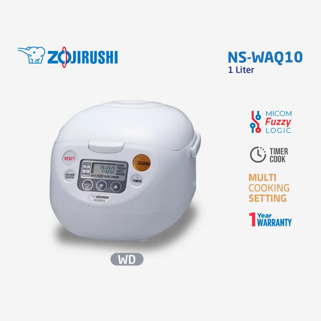 Zojirushi NS-WAQ10 WD Rice Cooker Digital Fuzzy Logic - White [1 Liter]
