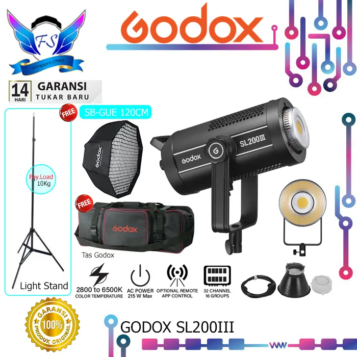 Godox SL200III Studio LED SL 200III / SL200 III Lampu Original