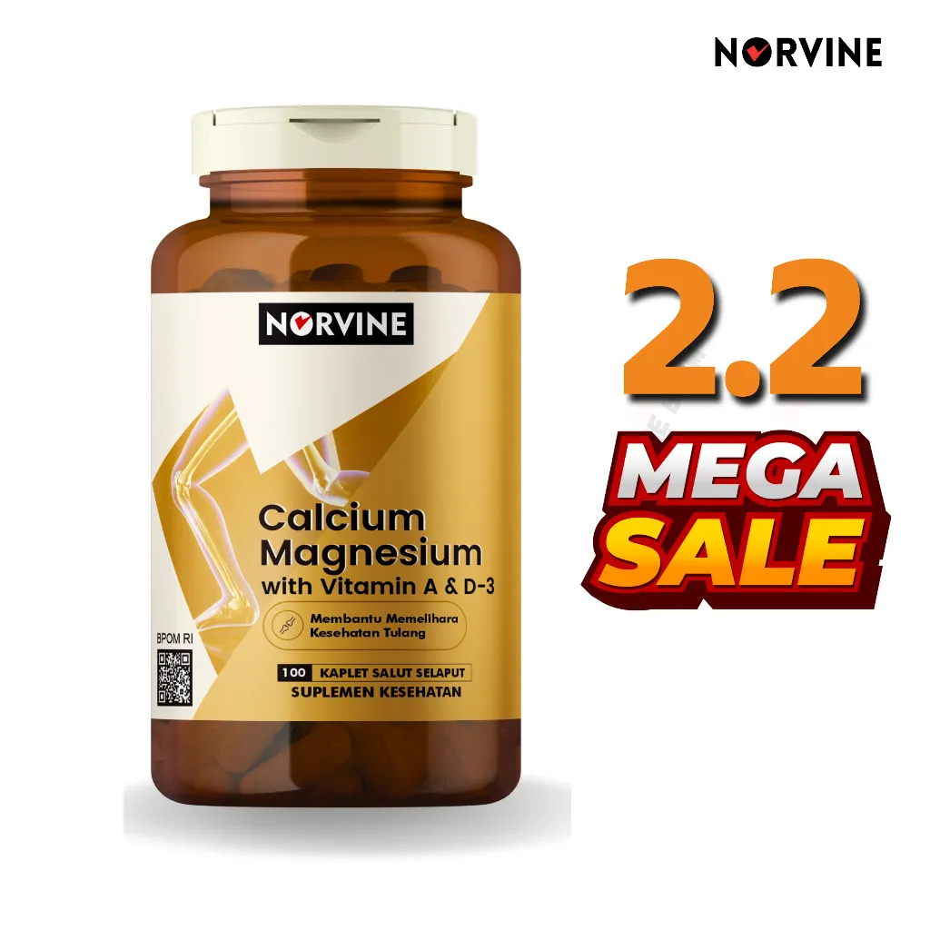 CALCIUM MAGNESIUM WITH VITAMIN A & D3 NORVINE USA - 100 CAPLETS KALSIUM BPOM
