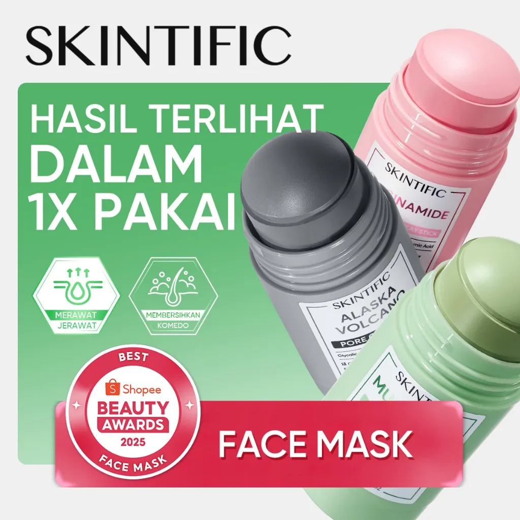 SKINTIFIC   Clay Mask Stick  Series /MaskerJerawat&Masker Komedo/Mugwort Acne  + Niacinamide+Alaska  stick/Jerawat / Brightening/ Angkat Komedo /basic skincare ,deep cleansing oil control /Cocok untuk Semua Jenis Kulit/Tekstur Ringan Tanpa Lengket