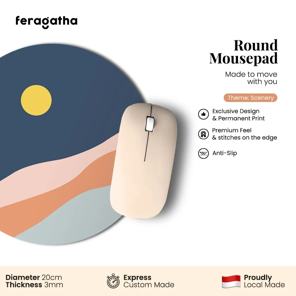 FERAGATHA Mousepad / Mouse Pad Bulat / Alas Mouse Gaming Antislip Motif Korean Abstract Scenery