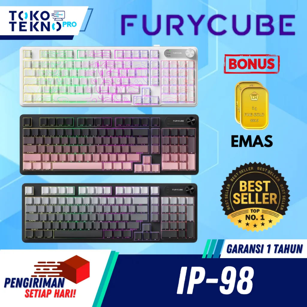 Furycube IP98 / IP-98 / IP 98 IP Feel Wired Mechanical Gaming Keyboard Membrane South Facing RGB LED Gasket Mount
