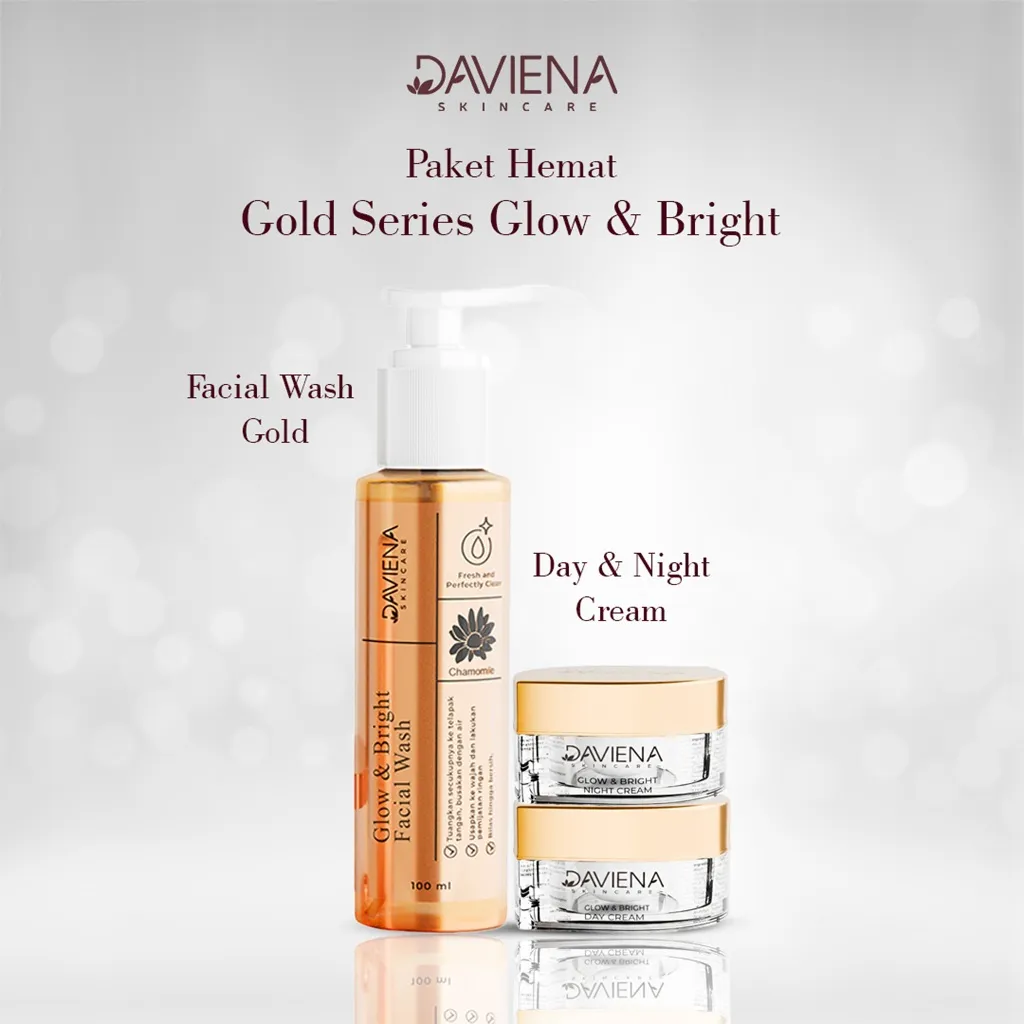 DAVIENA SKINCARE - Paket Hemat 3pcs Gold Series Glow And Bright