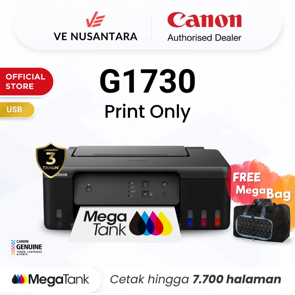 Printer Ijazah Permendikbudristek Tahan Air - Canon G1730 - Ink Tank Print Only - Garansi 3 Tahun