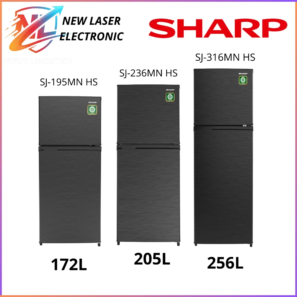 SHARP KULKAS SJ-316MN HS (256L)/SJ-236MN-HS(205L)/SJ-195MN-HS(172L) KULKAS SHARP DUA PINTU GARANSI RESMI