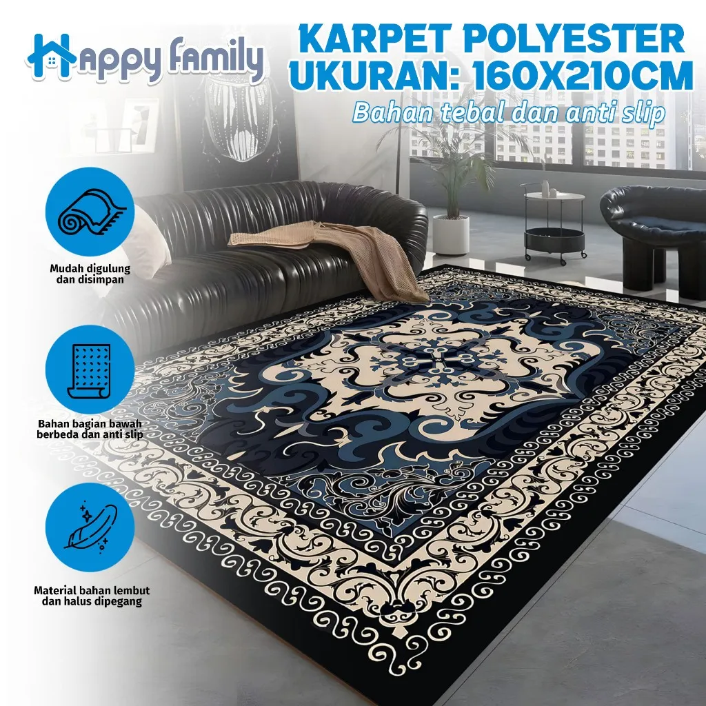 (HF) LOKAL Karpet Polyester Jumbo UK 160x210CM Motif Eropa Aesthetic Anti Slip HIGH QUALITY