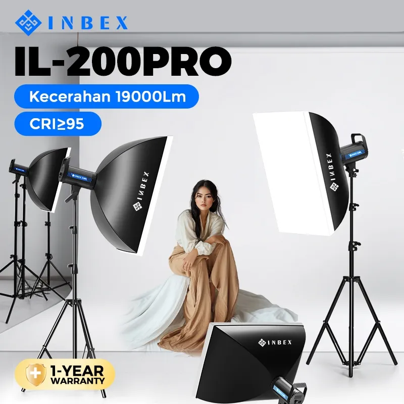 INBEX IL-200PRO Profesional Lampu fotografi Fill Light Aluminium Cahaya Studio Fotografi Cahaya Isi Studio+remote/Pembuatan Konten/Streaming -COB