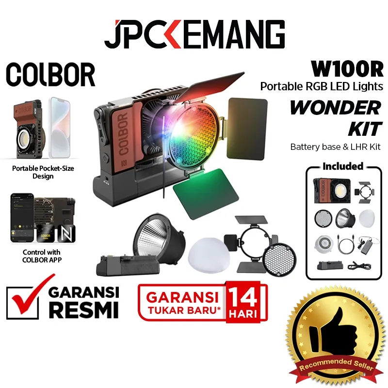 Colbor W100R / W100R Wonder Kit Portable RGB LED Video Light Studio Lighting 100W 100 Watt Colbor W100 R W 100R 100Watt Garansi Resmi