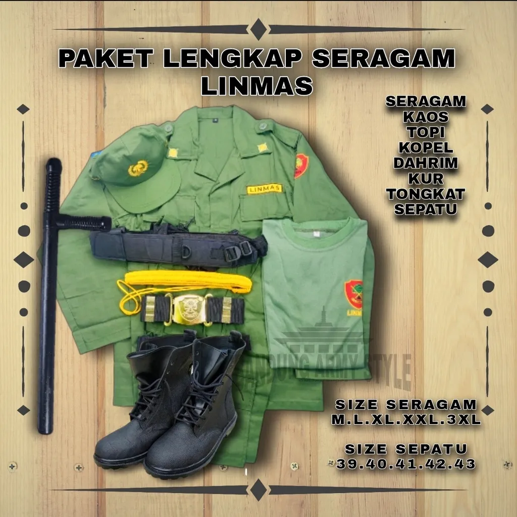 SERAGAM LINNMAS / PAKAIAN LINMAS / LINMAS HIJAU / LINMAS ABU / LINMAS TERBARU / LINMAS LENGKAP