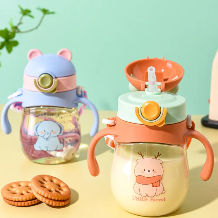 [KARAKTERKU] Botol Minum Air Anak Anti Tumpah Dengan Sedotan 300ml Water Bottle Perlengkapan Bayi Training Cup Balita Gelas Cartoon Murah Grosir Bottle-Telinga