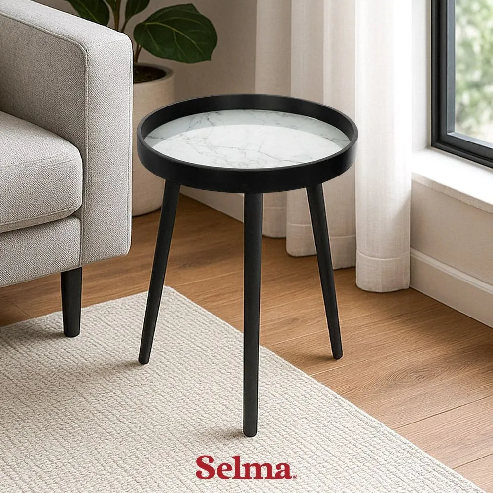Selma Ribel Meja Sisi Marbel End Table Meja Kecil Aesthetic Meja Samping Serbaguna Small Table