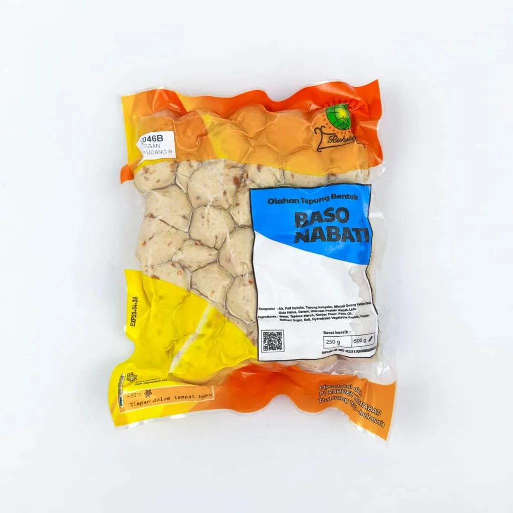 Ruhuey Vegan Baso Udang 500gr – Bakso Vegan Tanpa Daging | Plant-Based Food | Protein Nabati Sehat & Halal