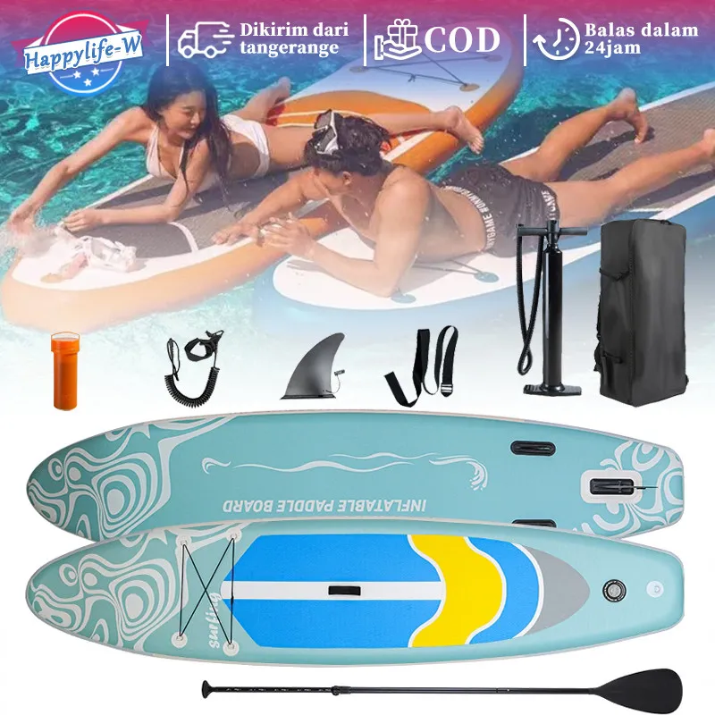SUP Board Inflatable Premium Papan Dayung Tiup Selancar Multifungsi Pemula