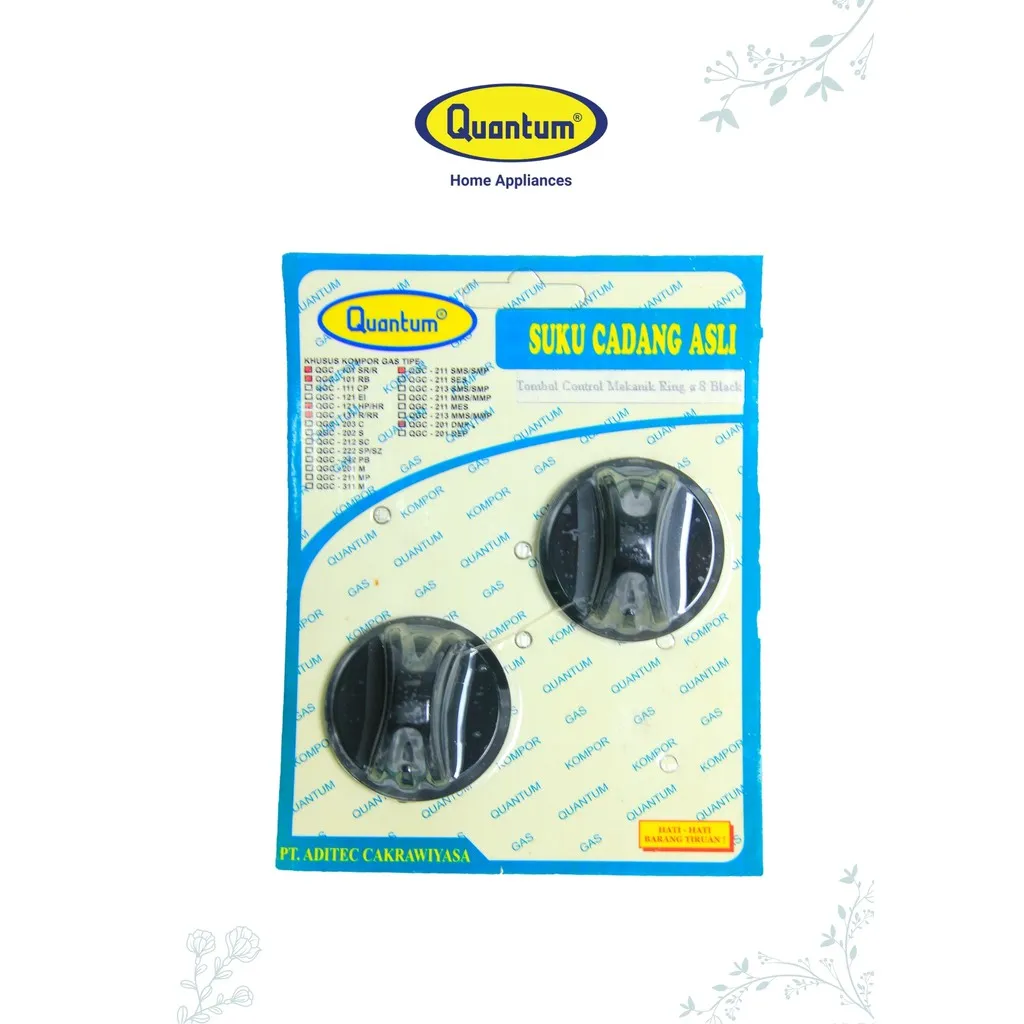 Sparepart Kompor Gas LPG Quantum Tombol Kontrol Mekanik Hitam 8 ( 1 pcs )