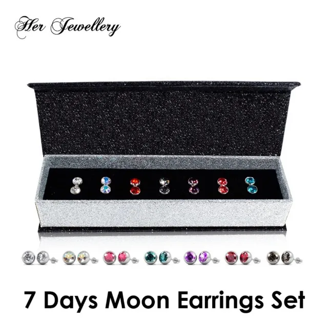 7 Pairs Moon Earrings set - Anting Crystal   kristal premium mewah berkilau by Her Jewellery