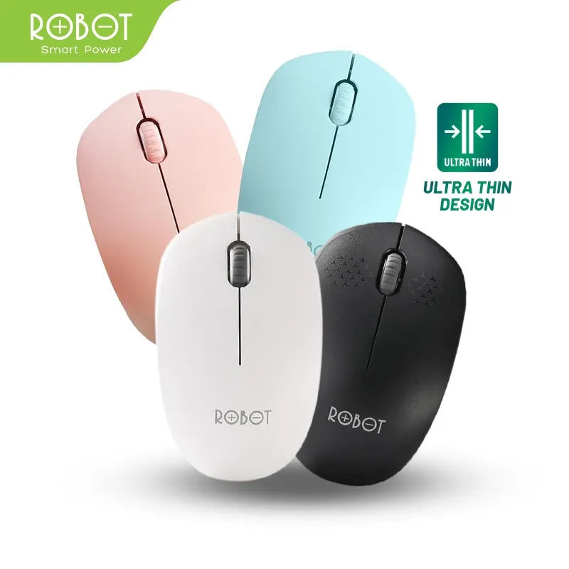Mouse Wireless ROBOT M210 2.4GHz Optical 1600DPI dengan Receiver USB untuk PC Laptop Original Dpi