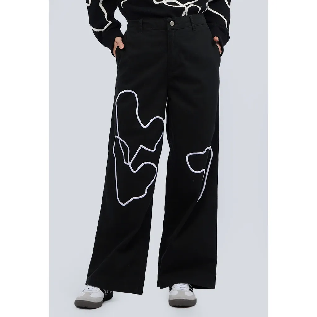 JENAHARA WIDE PANTS WITH EMBROIDERY DETAIL 25A016